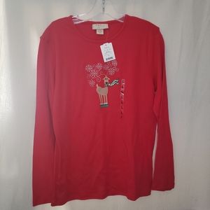 NWT M&C Sportswear Red Christmas Long Sleeve Shirt